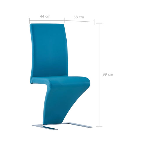 Swen Studio -  Dining Chairs with Zigzag Shape 6 pcs Blue Faux Leather